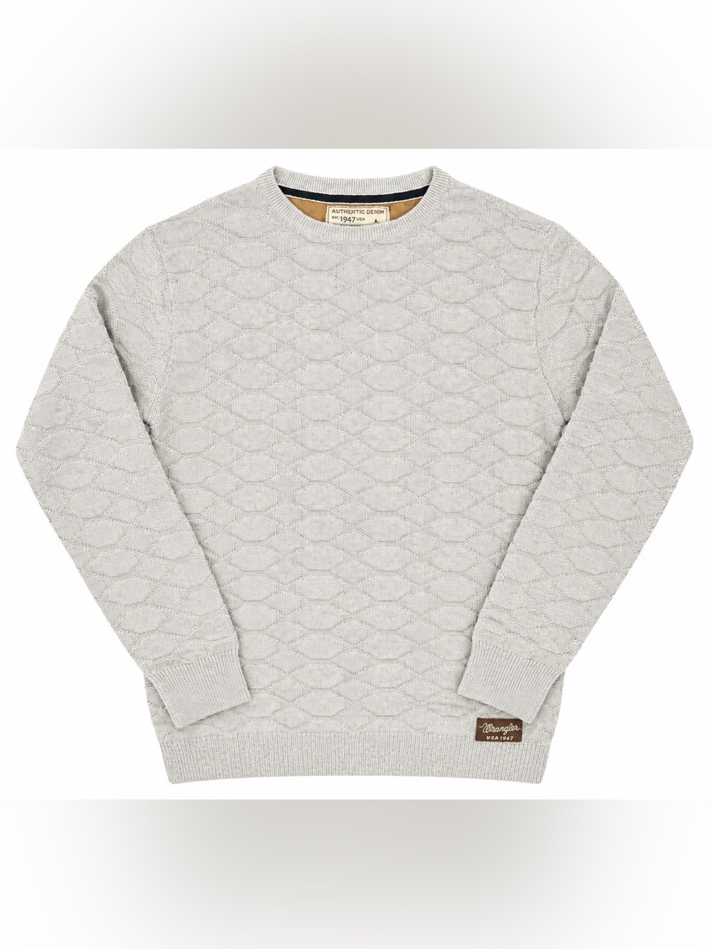 Wrangler 1947 Textured Knit Crewneck Sweater Tan Beige Western Mens M